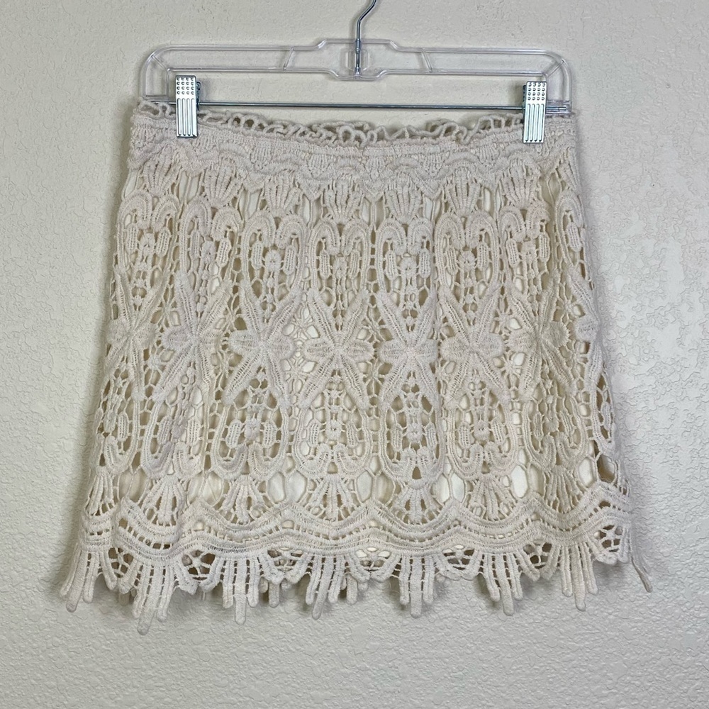 Blue Island/ Off white Crochet Mini Skirt/ Boho - Picture 7 of 7
